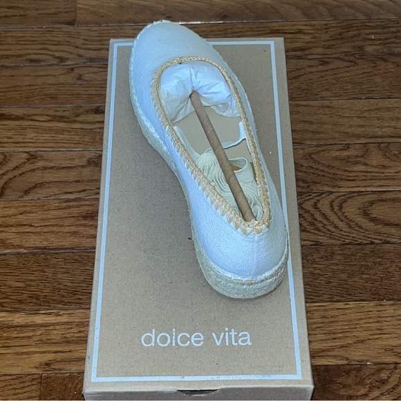 Dolce Vita Morgan Platform Flats Ivory Canvas Women’s 8 Wraparound Ankle Strap - Picture 8 of 14